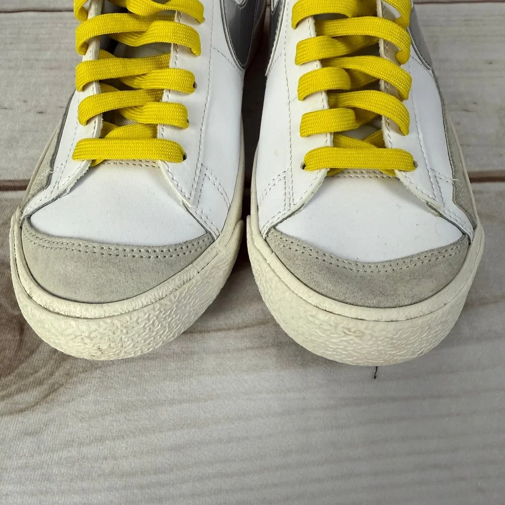 Nike Blazer Mid 7Y‎ Kids White Silver Floral High Top Sneakers Shoes